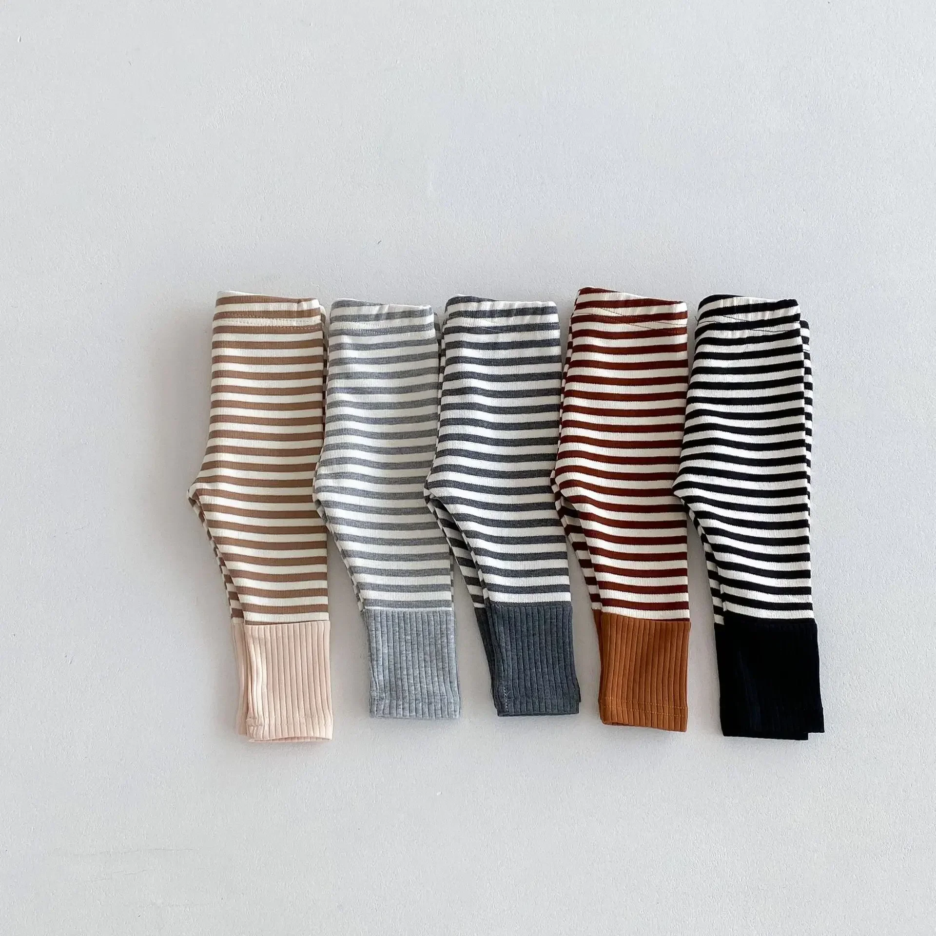 Viser à rayures colorés pour bébés garçons et filles, leggings pour bébés, vêtements pour nouveau-nés, polyvalents, automne, nouveau, 2024