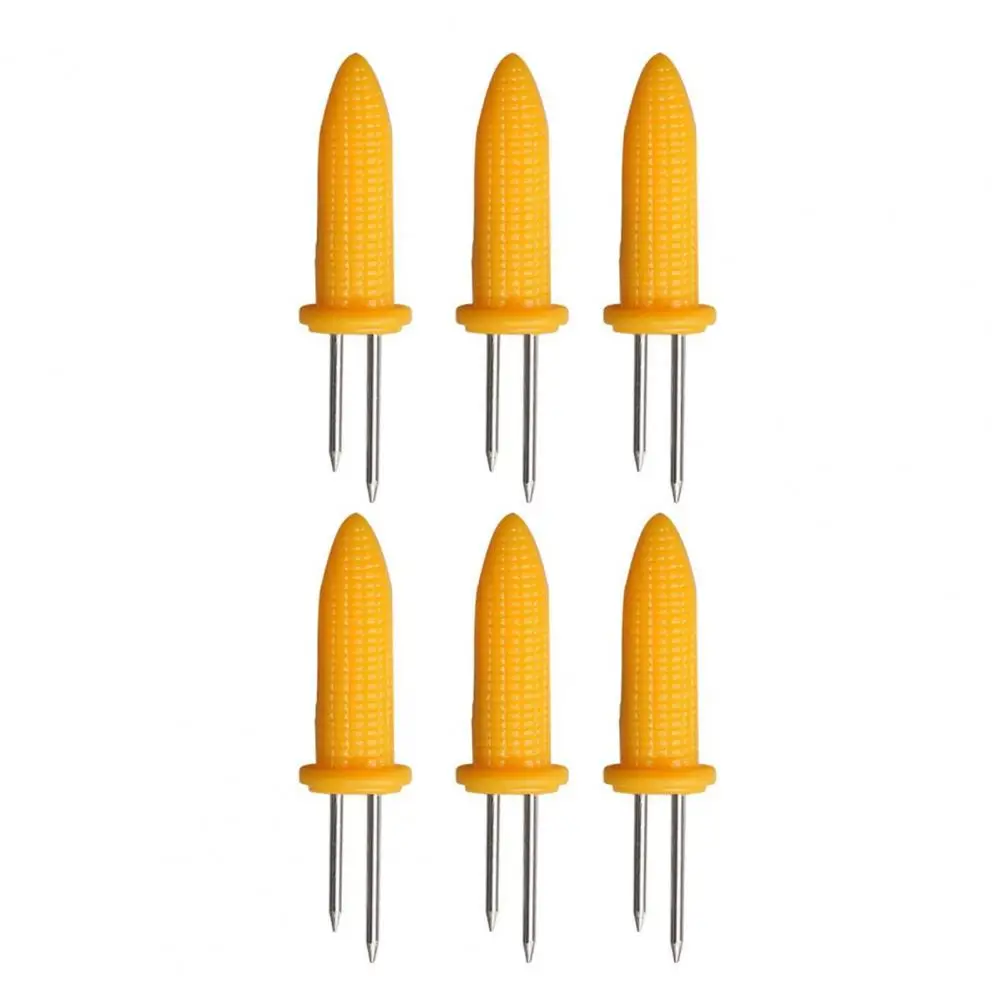 6 Pcs Corn Cob Holders Stainless Steel Corn BBQ Forks Corn on The Cob Skewers Handle Portable BBQ Corns Holder Dining Tool