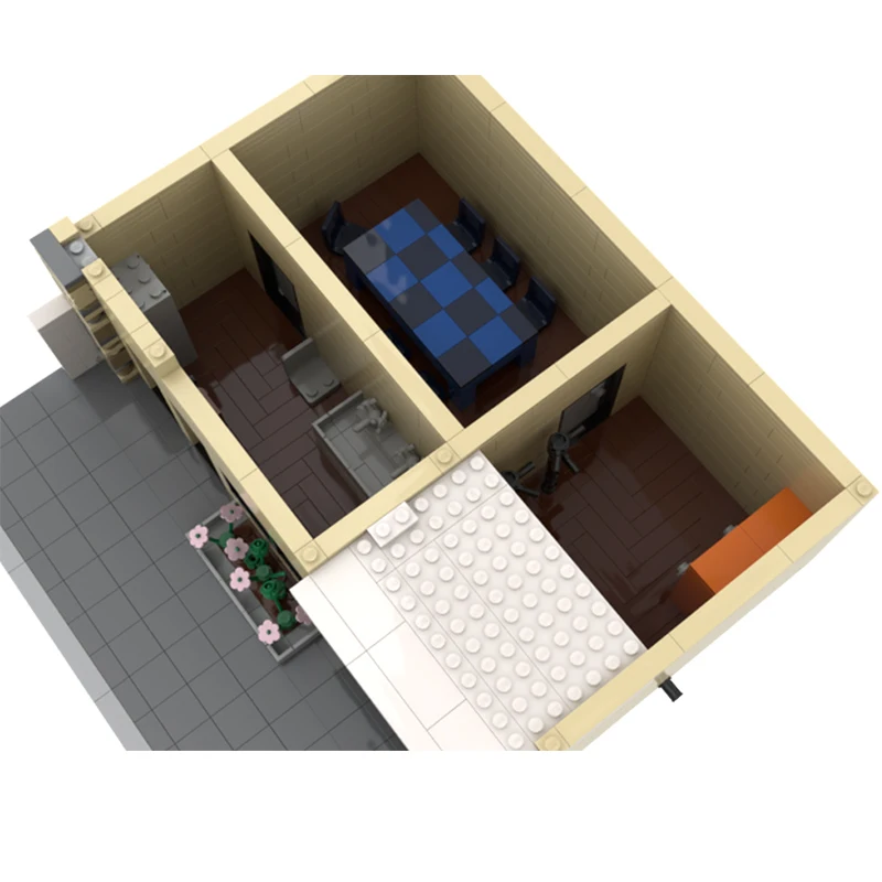 2219 Stück MOC Modernes Haus Modulare Gebäude Bausteine Weihnachtsgeschenk Formung und Zusammenarbeit Spielzeug Familienfreundliches DIY