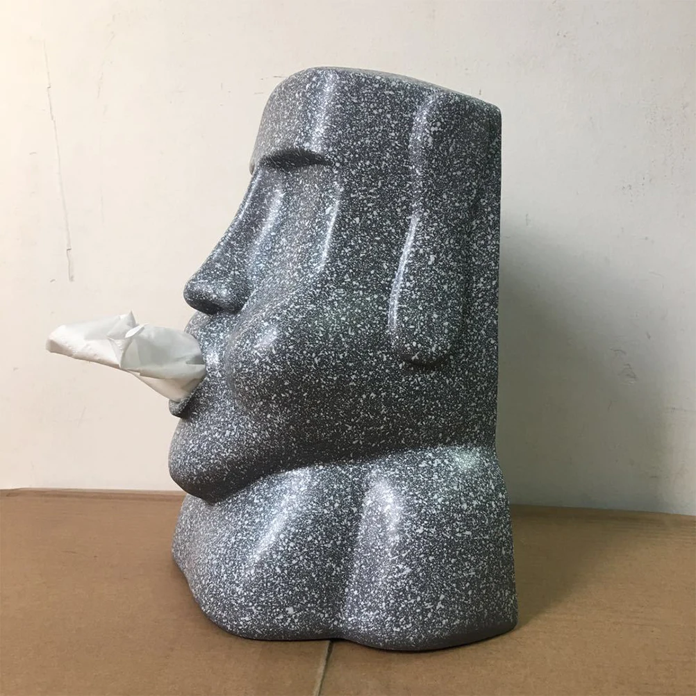 

Moai Tissue Box Holder Paper Towel Dispenser Creative Napkin Case Home Decor Bedroom Kitchen Resin Trend Tabletop ganizer