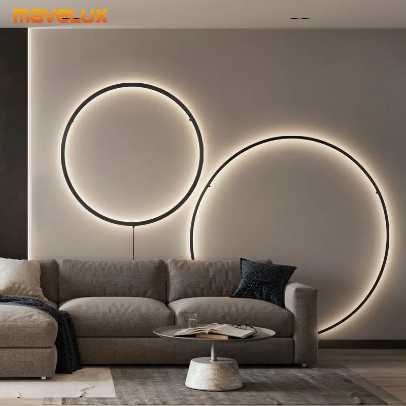 Modern Decor LED Wall Lamp For Bedroom Living Room Sofa Background Round Ring With USB Plug Wall Sconce Indoor Light Fixtures