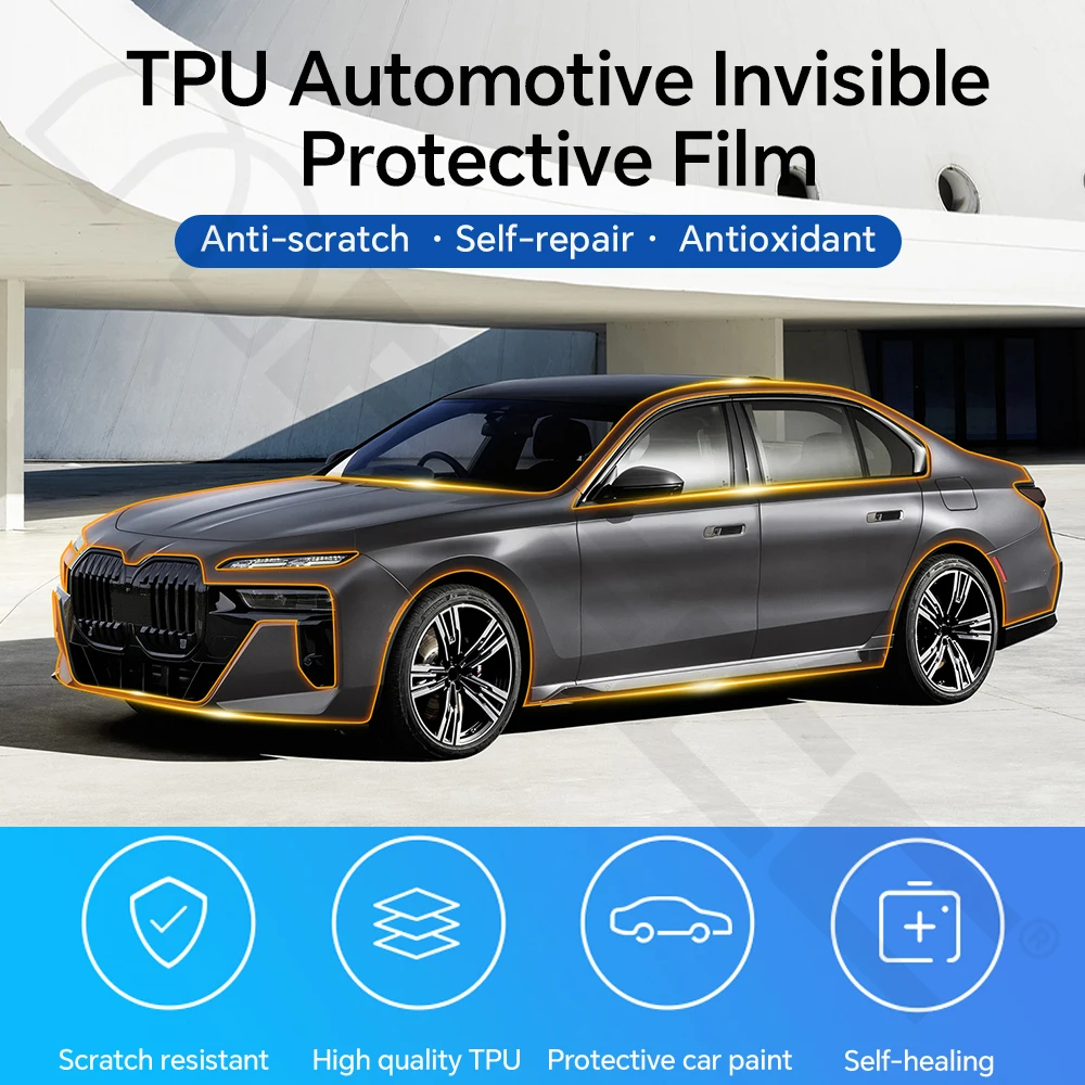 BMW 7 시리즈 G70 M 스포츠 2023 2024 8.5Mil TPU 페인트 보호 필름 프리컷 PPF 클리어 브라 차량 바디 스크래치 방지