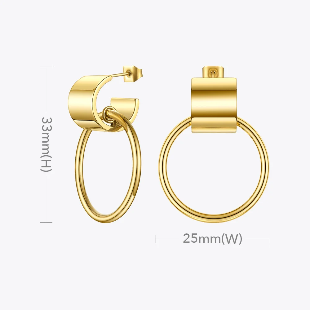 ENFASHION Curved C Shape Circle Drop Earrings For Women Gold Color Stainless Steel Earings Fashion Jewelry 2020 Brincos E201179