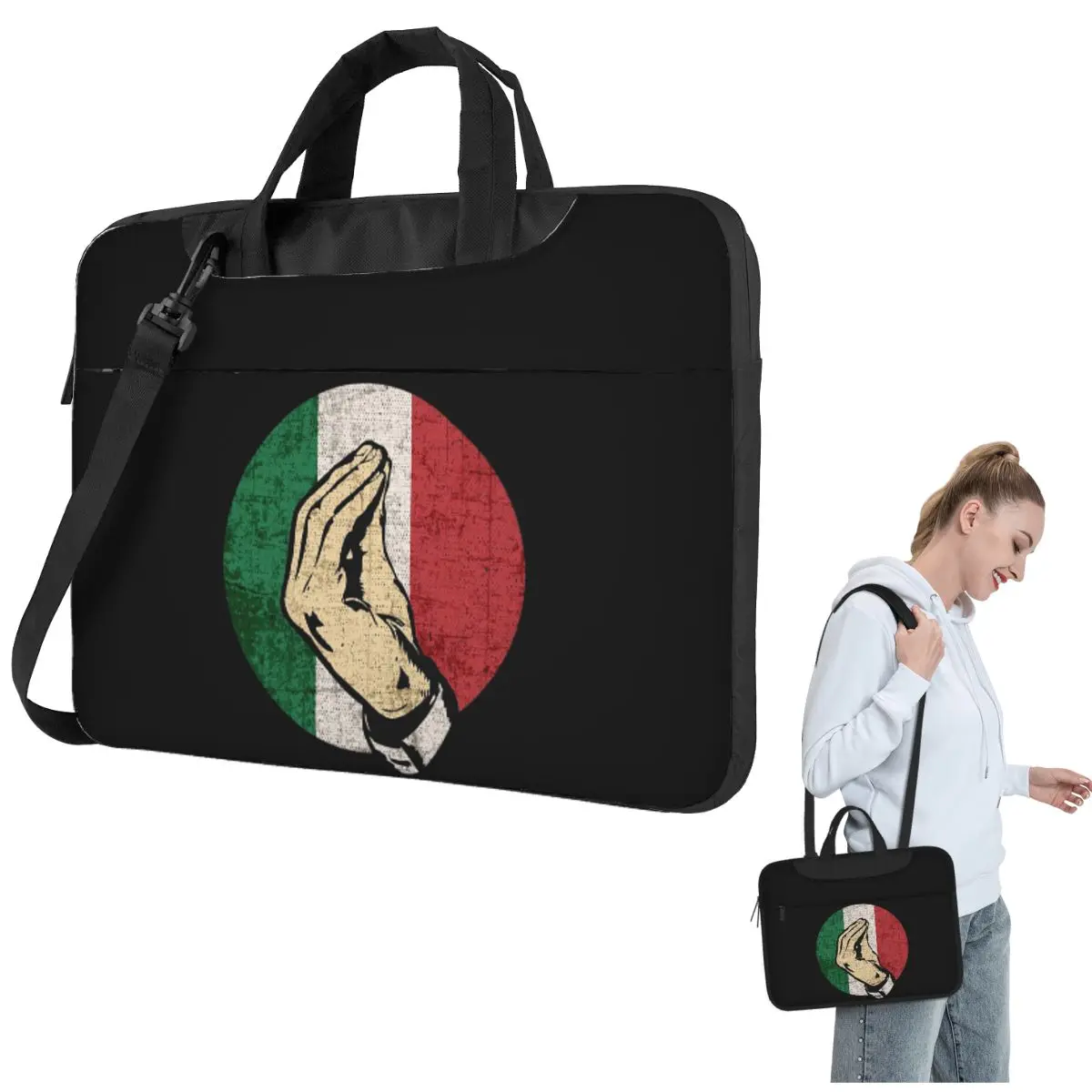 

Итальянская сумка через плечо для ноутбука с жестами руки, сумка для компьютера 13, 14, 15,6 дюймов, чехол для ноутбука Macbook Pro