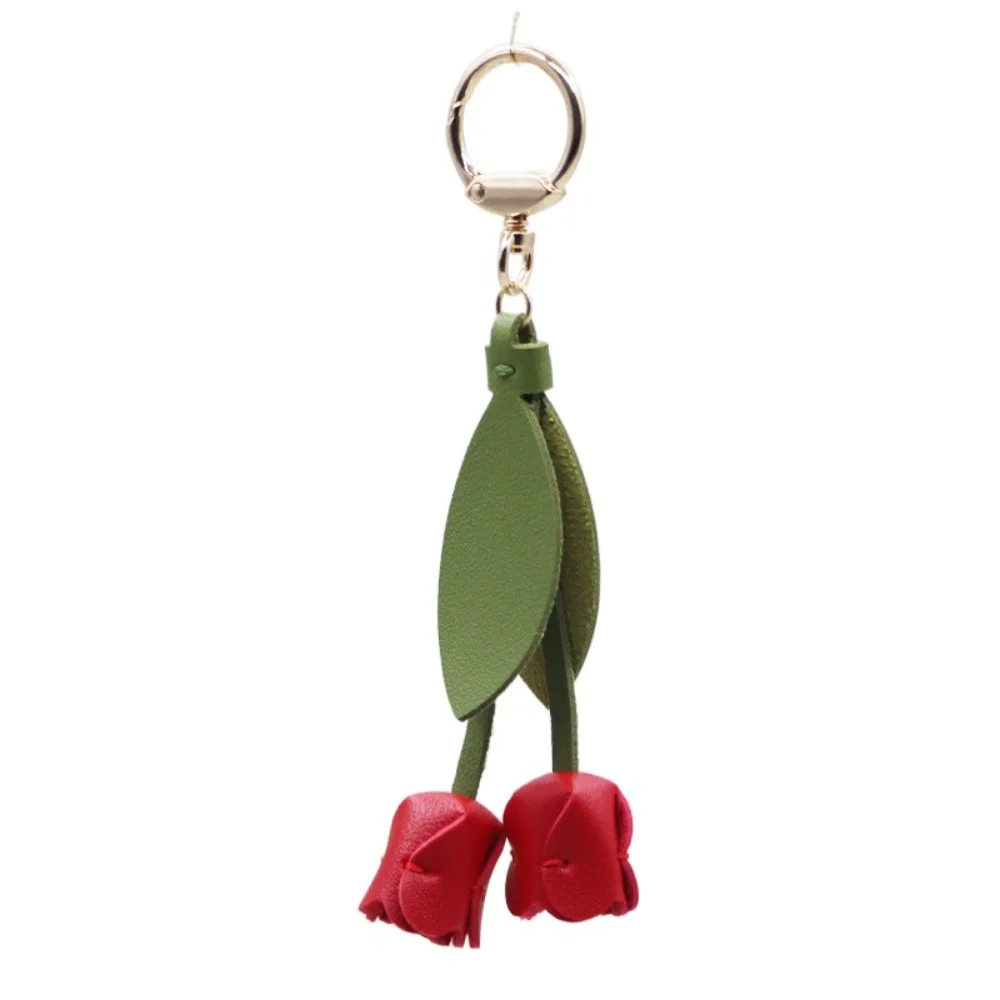 Zoete Tulp Tas Hanger PU Leer Dopamine Verse Rugzak Decoratie Tas Match Accessoires Koreaanse Stijl Autosleutelhangers Meisje - afbeelding 1