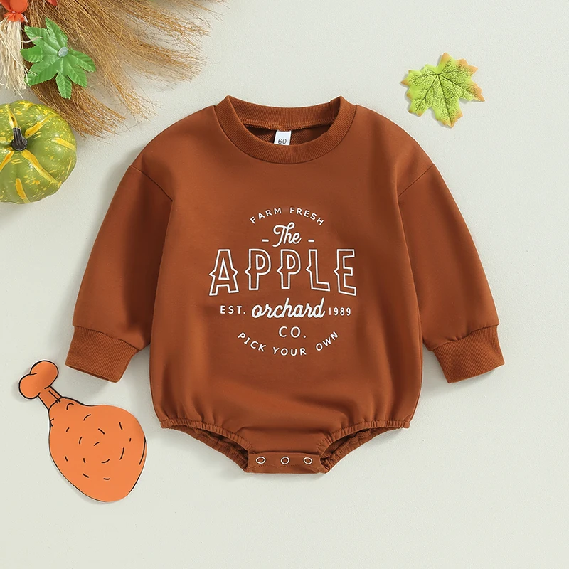 

Infant Jumpsuit Adorable Long Sleeve Crew Neck Romper with Fun Print for Baby Boys and Girls Autumn Outfit