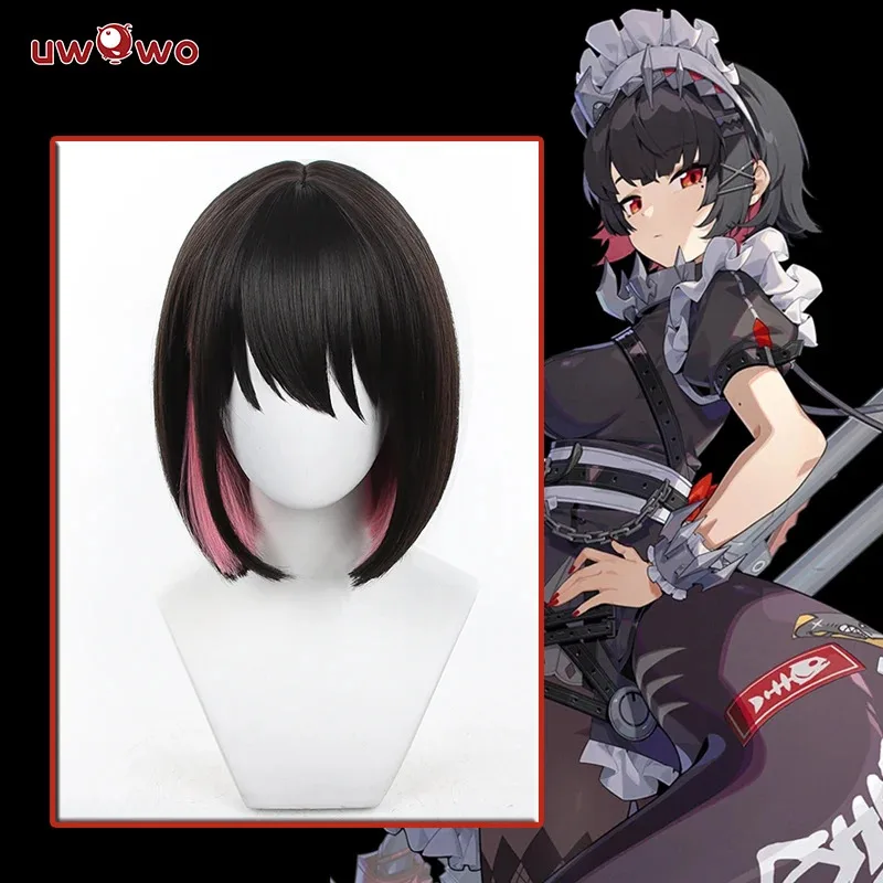 

IN STOCK UWOWO Game Zenless Zone Zero/ZZZ Ellen Joe Maid Cosplay Wig Sort Black Hair 32CM