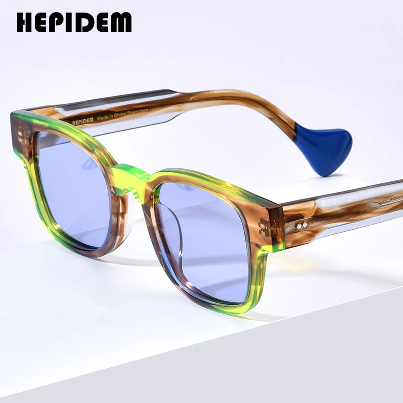 

HEPIDEM Colorful Acetate Polarized Sunglasses Men 2024 New Trendy Retro Design Square Sun Glasses UV400 Women Shades H9357T