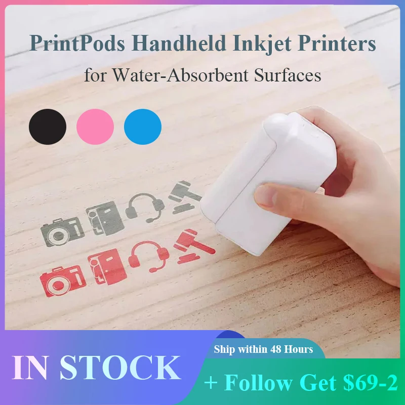 Evebot Printpods Handheld Printer Mini Draagbare Inkjet Tattoo Printer Met Inkt Cartridge Wifi Verbinding Ondersteuning Android/Ios # R40