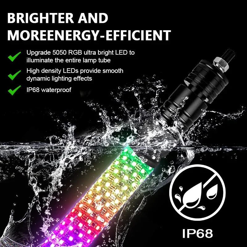 Luzes LED RGB Espirais 2FT para Caminhão - close-up view