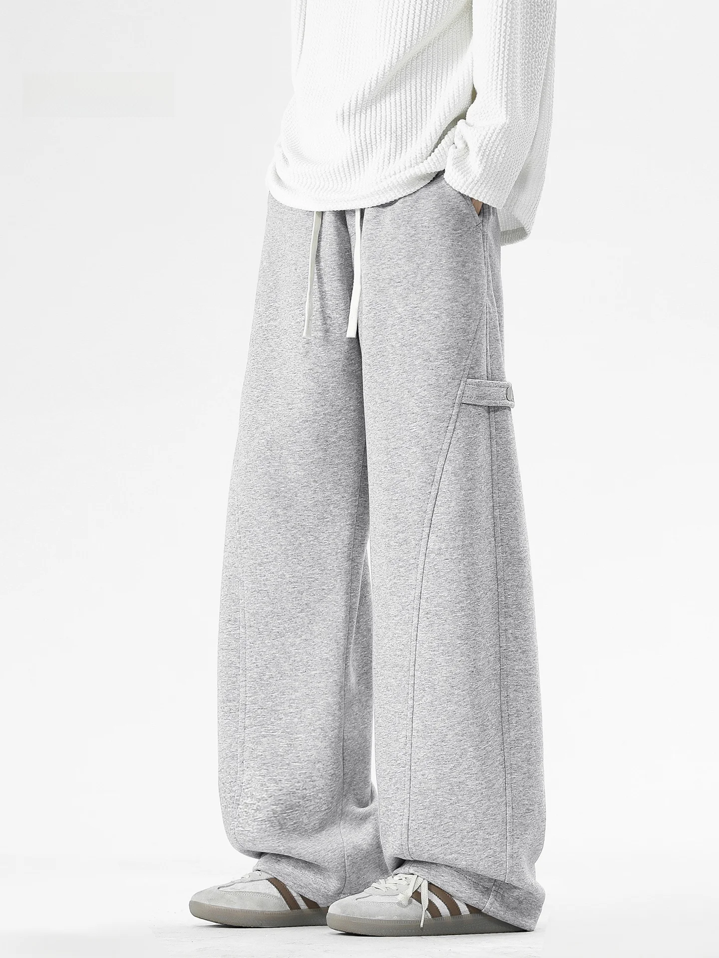 

Американские утепленные флисовые прямые спортивные брюки для мужчин, осенне-зимние, повседневные, для подростков, широкие штаны