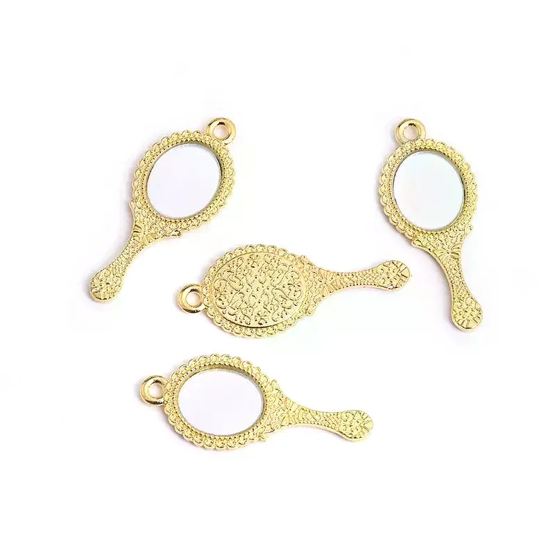 10pcs Vintage Alloy Mini Mirror Charms With Antique Engraved Design Perfect For Jewelry Making Necklace Bracelet Crafts Shine