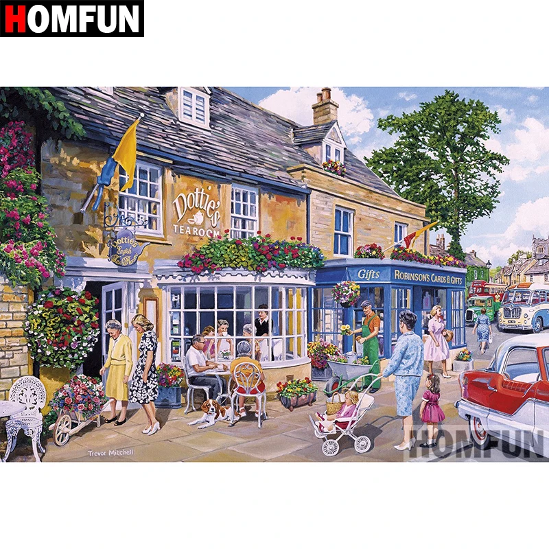 

HOMFUN 5D DIY Diamond Painting Full Square/Round Drill "Town scenery" Embroidery Cross Stitch gift Home Decor Gift A08291