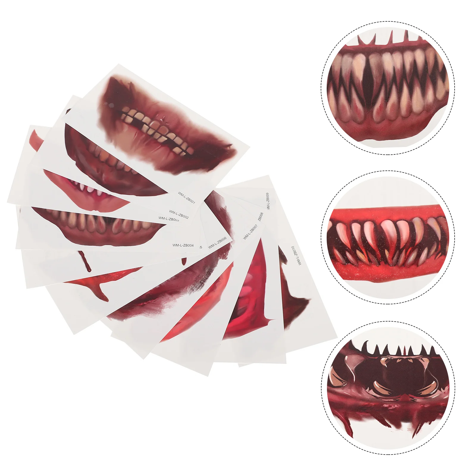 

10 Pcs Stickers Tattoo Scary Tattoos Temporary False Halloween Party Favor Paper Face