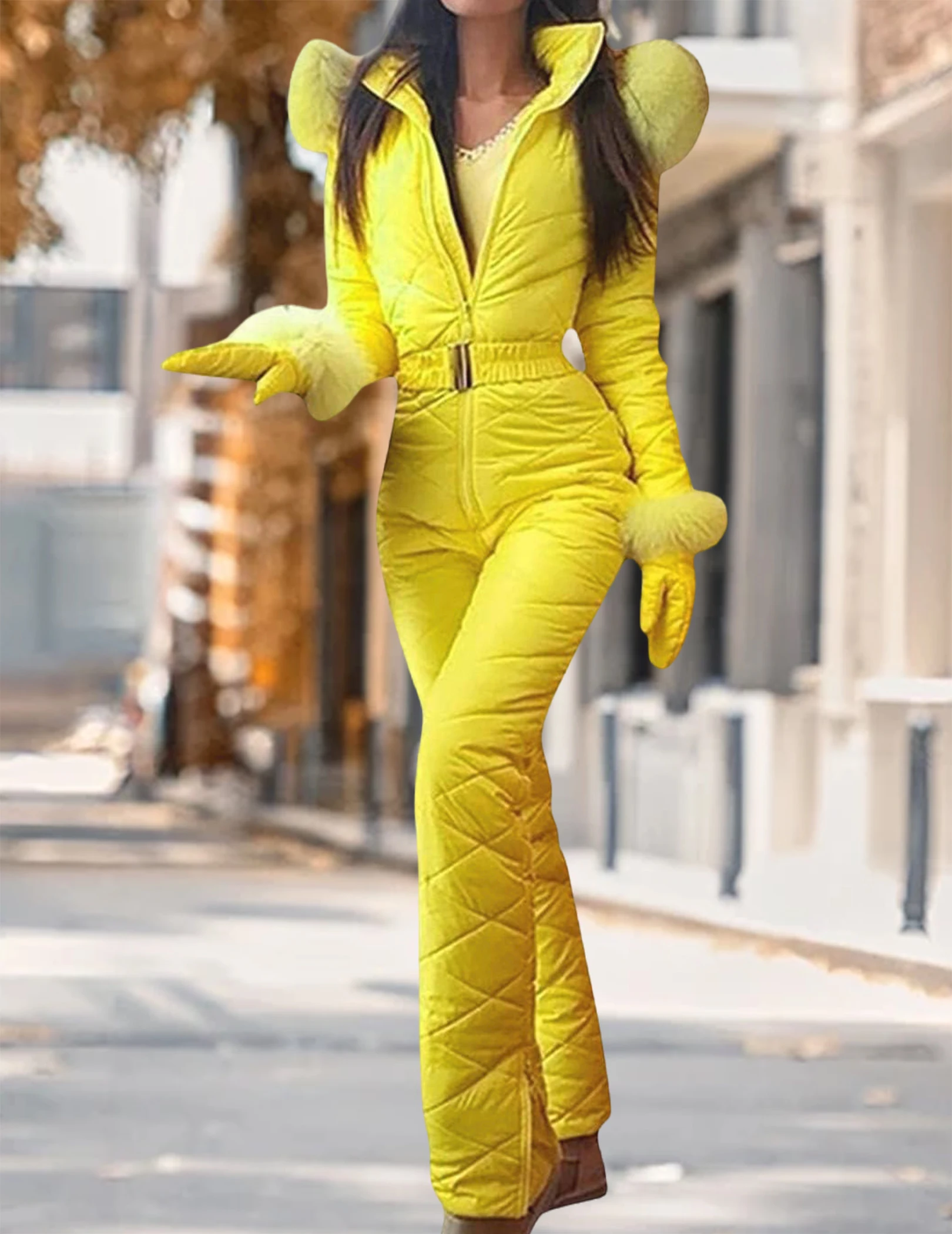 Winter Outdoor Sports Jumpsuit Slim Fit One Piece Ski Suits Insulated for Women Outdoor