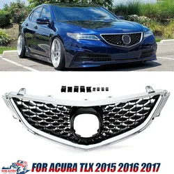 Chrome Front Grille Modified Grill For Acura 2015-2017 Front Upper Bumper Grille Radiator Grid Grill Racing Grills Accessories