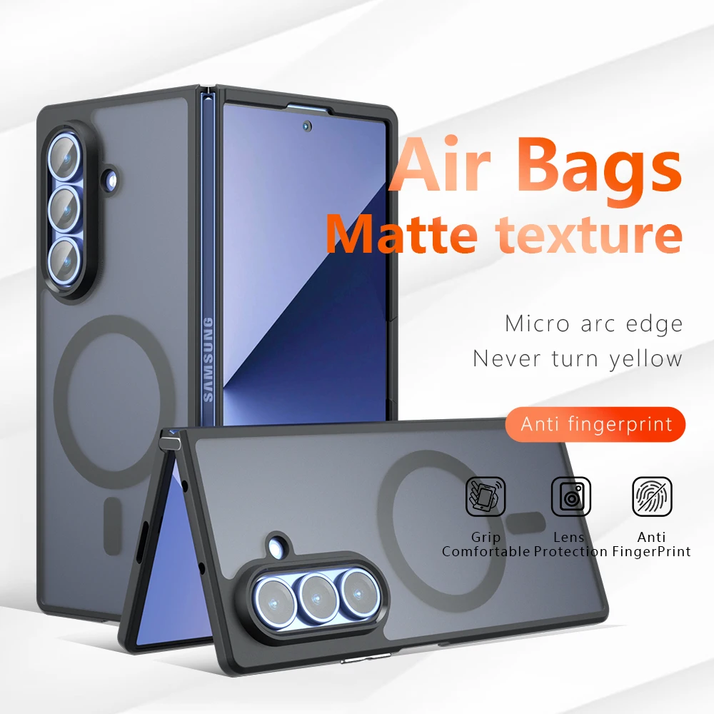 

for Magsafe Magnetic Phone Case for Samsung Galaxy Z Fold 7 6 5 Fold7 Fold6 Airbag Drop-proof Transparent Cover CL007