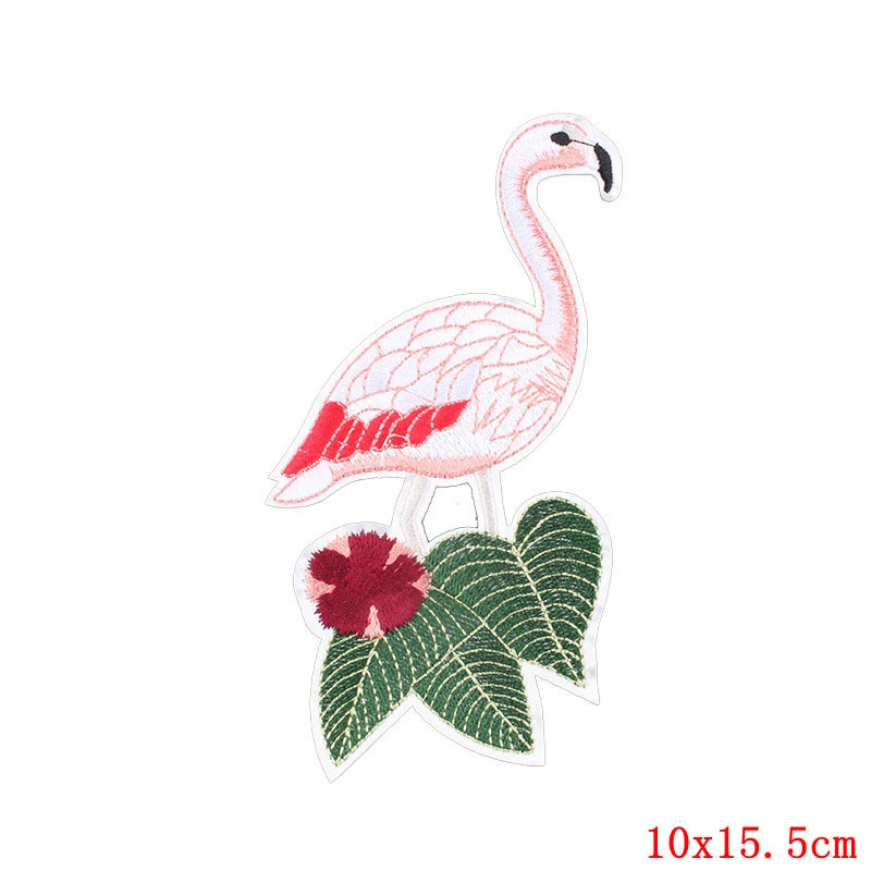 Flamingo Animal Patches for Clothing Iron on Embroidered Sewing Applique Cute on Fabric Badge DIY Apparel Accessori Decoration H