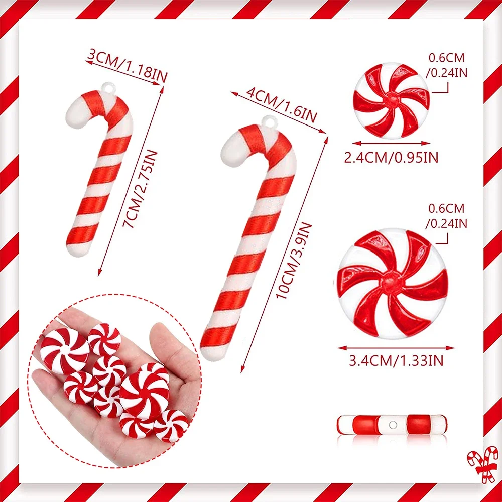 40 pçs natal doce cana pirulito pingentes árvore de natal pendurado ornamentos hortelã-pimenta redemoinhos para decoração de casa presentes de ano novo navidad