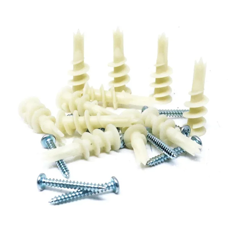 Drywall Nylon Ribbed Anchor with Self Tapping Screws Wall Nylon Drywall Bolt Plasterboard Plastic Nylon Anchor