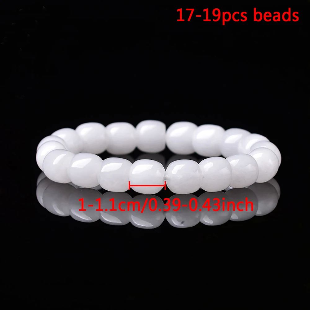 Natural Mutton-fat Jade Bracelets Hetian White Jade Bucket Beads Bracelet White Jade Fashion Women's Bracelets Jewelry Gifts