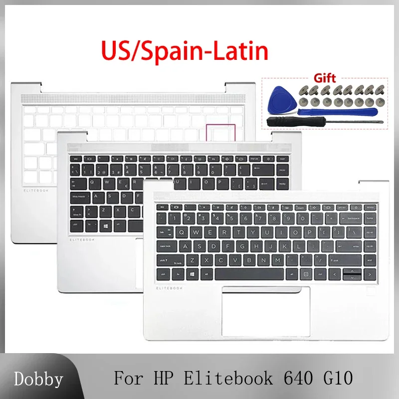 Nuevo teclado español latino de EE. UU. Original para HP Elitebook 640 G10 cubierta superior con reposamanos para ordenador portátil reemplaza la retroiluminación del teclado