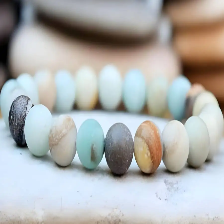 

8mm Natural Amazoniteite Stone Mala Stretchy Bracelets Yoga Chaplet Spiritual Sacred Bodhi Zen Women Tibetan tassel Chakra