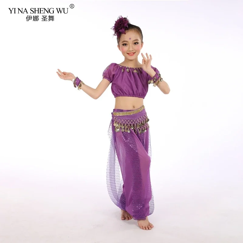 Eleganckie ręcznie robione dzieci dziewczyna piękne kostiumy do tańca brzucha dzieci 2/3/5 sztuk zestaw taniec brzucha egipt Bellydance ubrania najlepsze spodnie