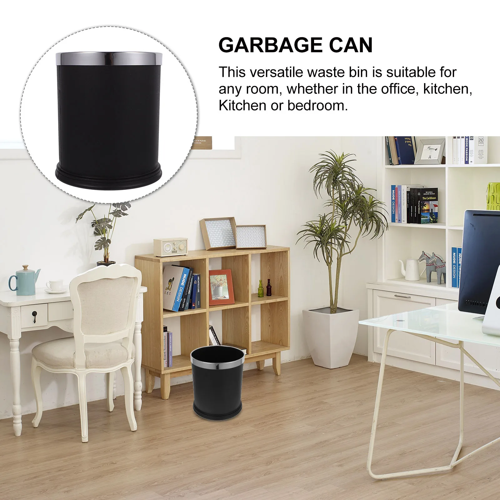 

Flame Retardant Garbage Can Thickened Material Trash Bin for Kitchen Bathroom Office Hotel Room Waste Container