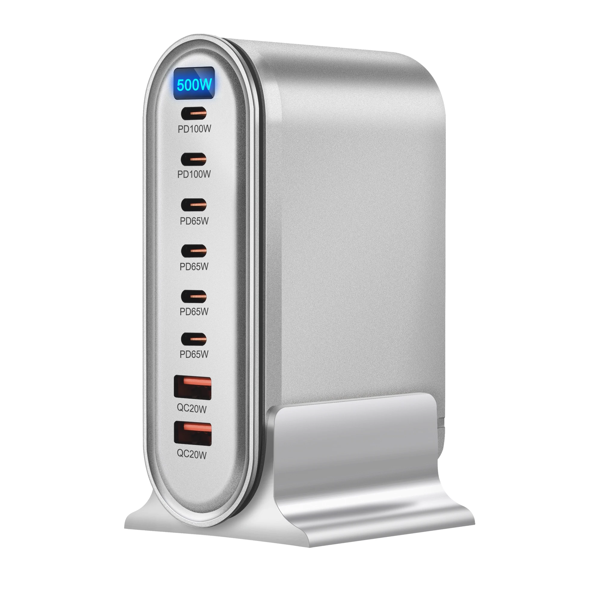 Universal 440W/500W GaN Desktop Charger USB Type C Fast Charger 8-ports PD LED Display Charger Home Office Travelling For Phone