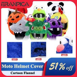 Cartoon Flannel Motorcycle Capacete Capa para Crianças e Adultos, Capacetes de Moto, Panda Cartoon Decoration, Natal, Halloween