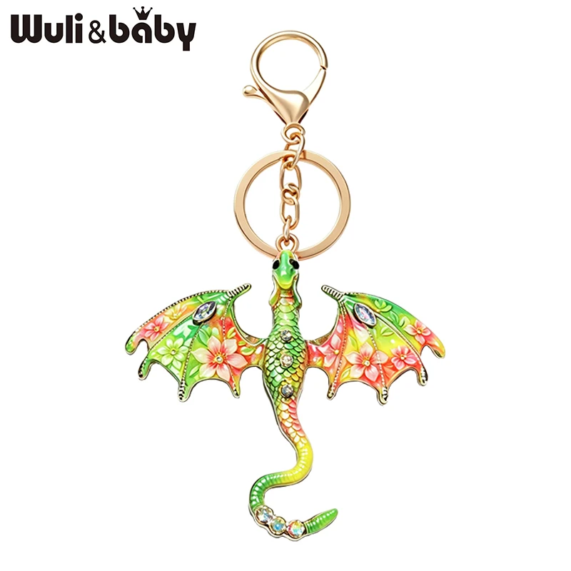 Llavero de dragón Wuli&baby para mujer y hombre, para bolsos, mochilas, amuletos para llaves, llavero de animales de 10 colores, regalos de moda