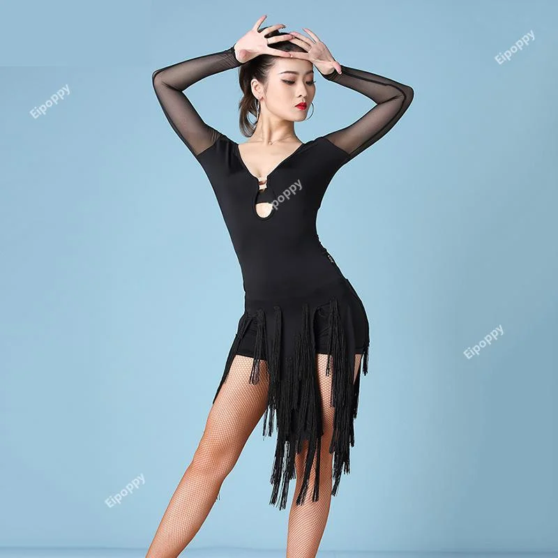 Sexy erwachsene Fransen Kleid Latin Tanz kleid Frauen Mode Salsa Ballsaal Tango Rumba Samba Latin Kleider zum Tanzen