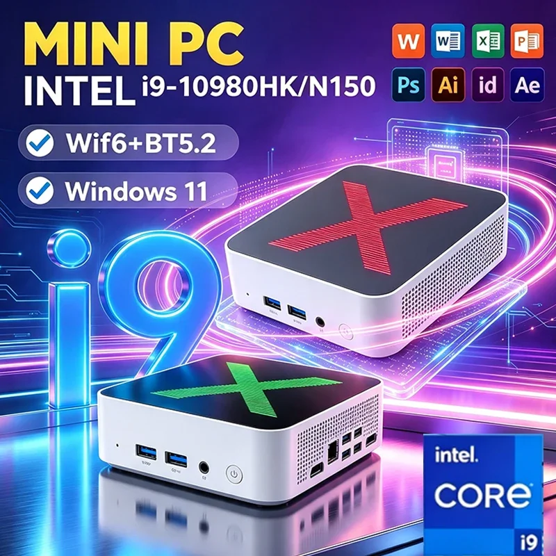 2026 Multi-purpose Mini PC Portable Mini PC Intel Core i9 10980HK 16GB RAM 1TB 2048GB SSD Gaming Computer WiFi6 Desktop PC