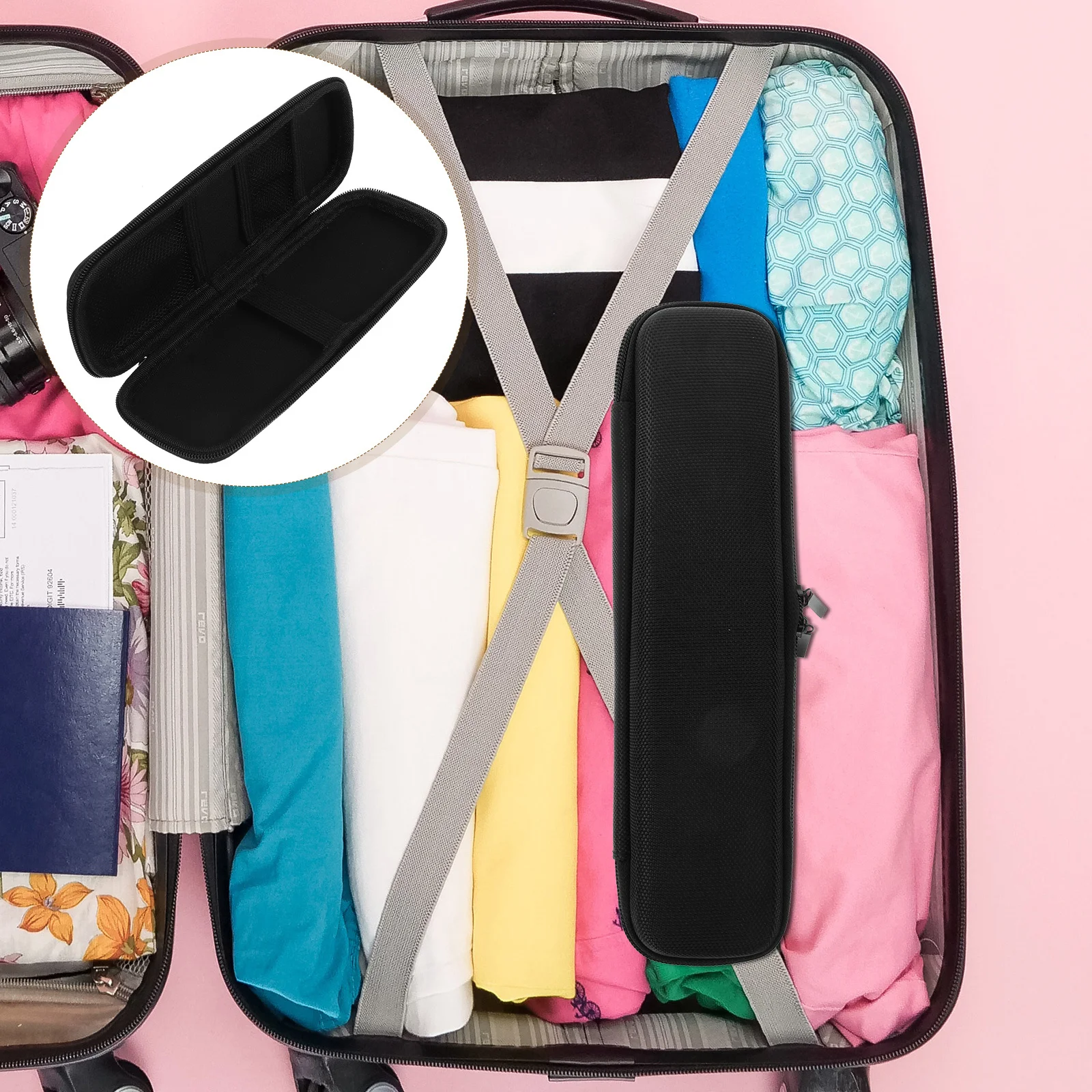 

Hair Curler Storage Bag EVA Container for Straightener Portable Travel Case Black Hair Styler Bag Curling Iron Case ganizer