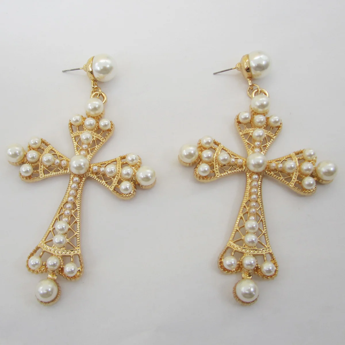 Boho Statement Big Cross Drop Pearl Earrings For Women Fashion Party Jewelry Girl Gift