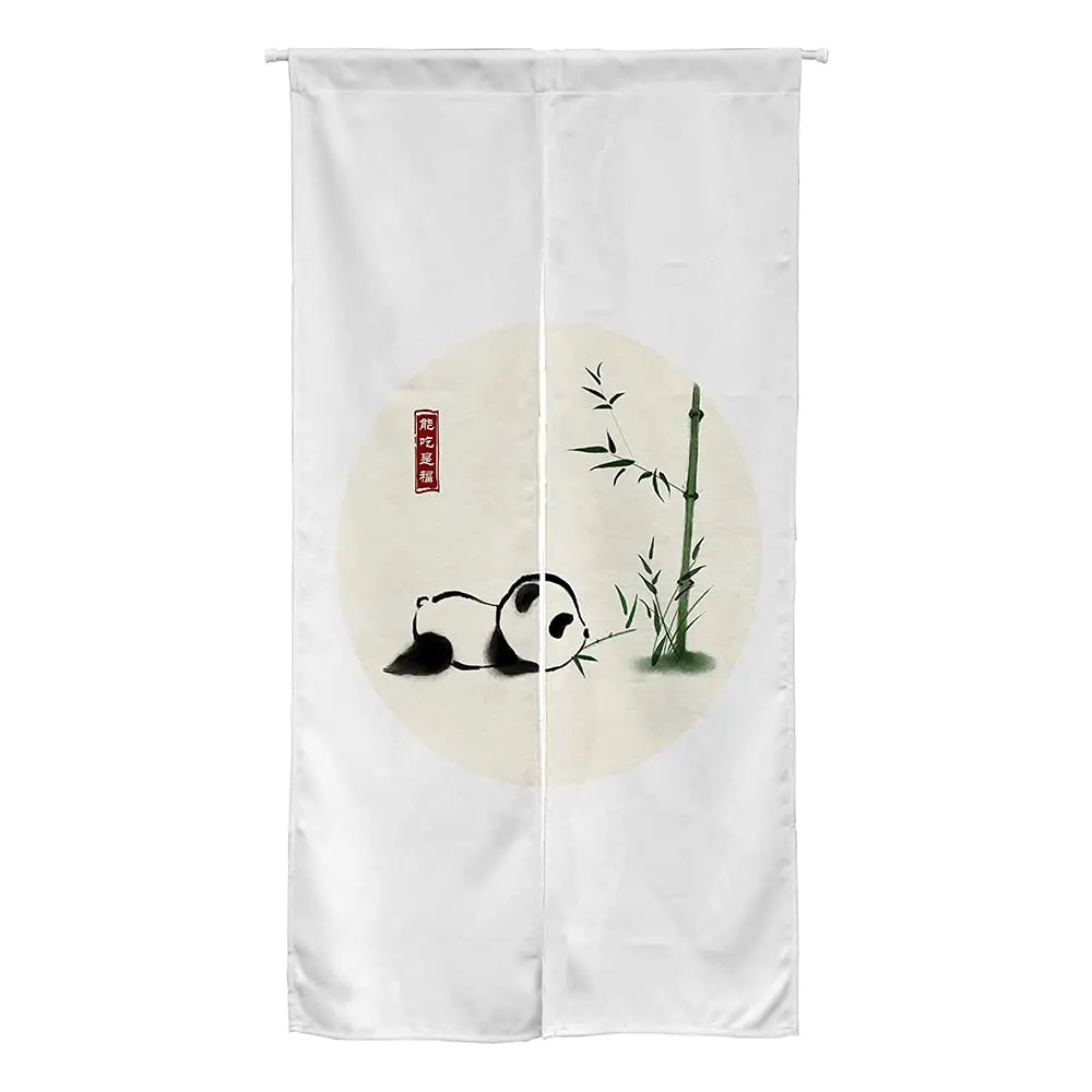 Japanese Ink Panda Cute Series Noren Doorway Curtain Polyester Blend Door Curtain for Kitchen Tapestry Wall Hanging Decoration