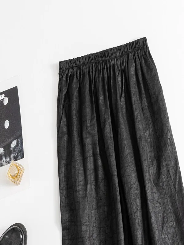 2025 Women's 100% Natural Mulberry Silk Gambiered Guangdong Gauze Turtle Crack Elastic Waist Loose Versatile Straight Leg Pants