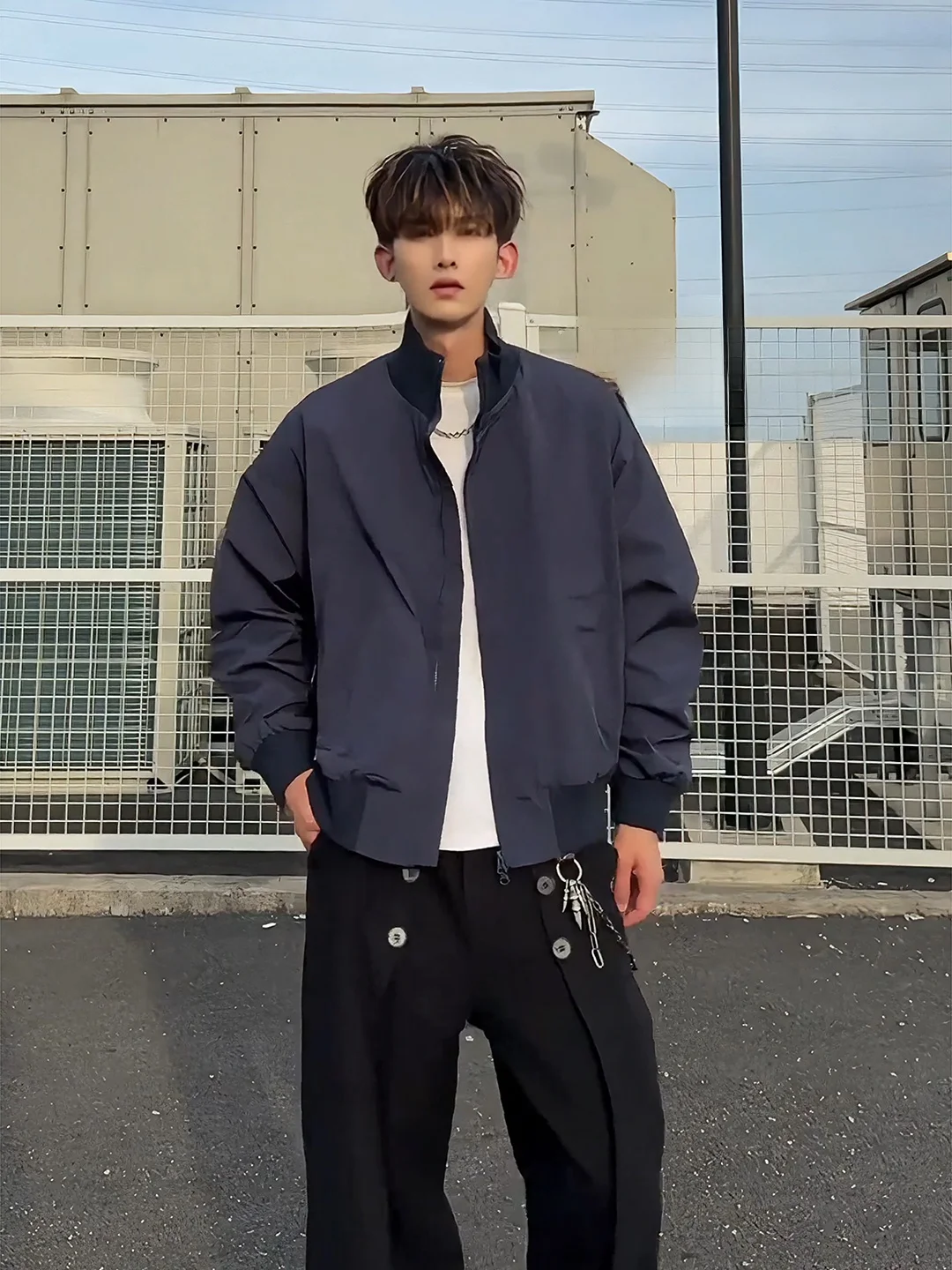 

Blue Bomber Pilot Jaet Men's ort Sle American ape Stand Collar Baseball orm Loose Fit Teenager Autumn Wear