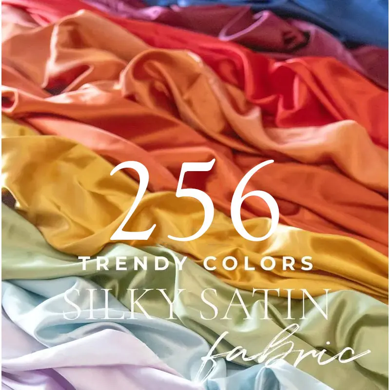 

257 Colors Soft Silky Satin Fabric by the Yard with Stretch for Wedding Gowns Bridesmaid Lining Dresses Charmeuse Apparel Pajama