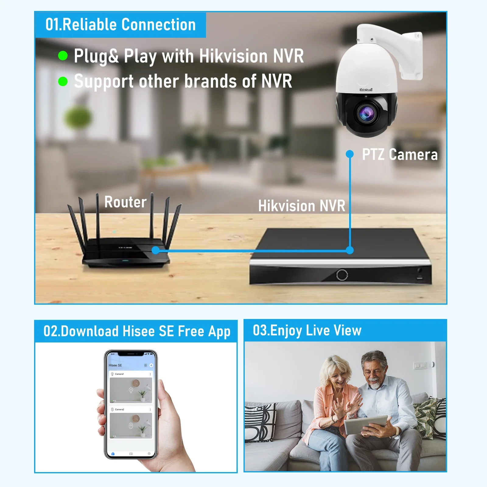 JideTech Network Camera 20X Optical Zoom 5MP PoE PTZ Camera for Outdoor IP Security Camera