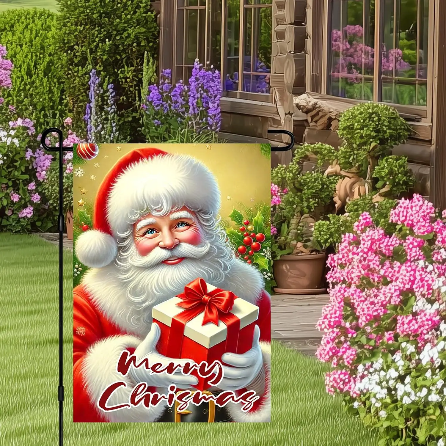 Christmas Garden Flag Merry Santa Gifts Winter Garden Flags Outdoor Decor 12x18 Inch Polyester Holiday Yard Banner Seasonal  UUX