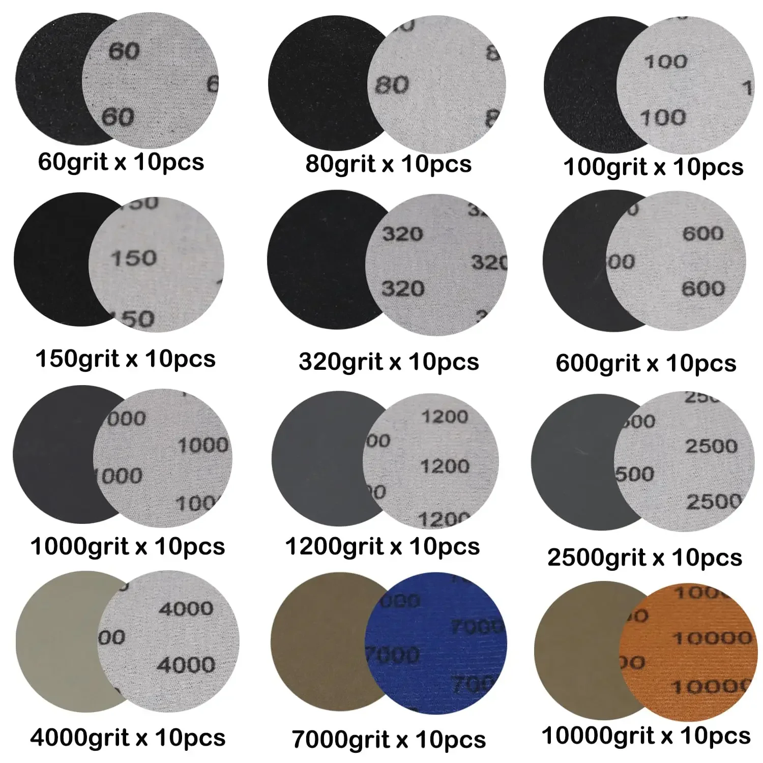 

3 Inch 75 MM Wet and Dry Sandpaper Kit 129 Pcs Grit 60-10000 with 1/4" Shank Backing Pad Sanding Sponge for Car Grinding