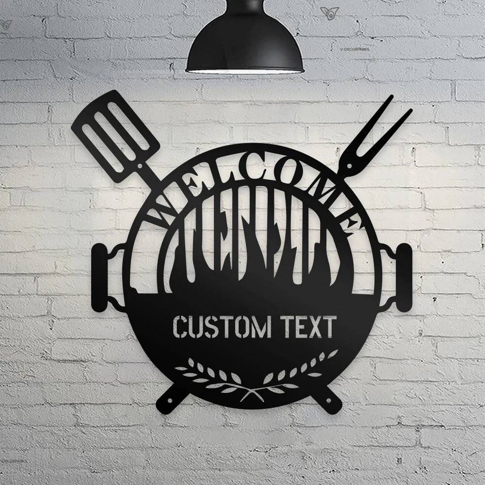 1pc Campfire cookware cartoon Custom Text Metal Wall Signs Iron Wall Plaque for restraunt