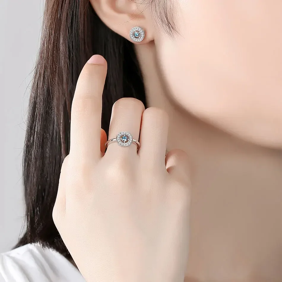 KALETINE 925 Sterling Silver Blue Evil Eye Hollow Crystal Stud Earrings For Women Fashion Luck Christmas Gifts Turkey Jewelry