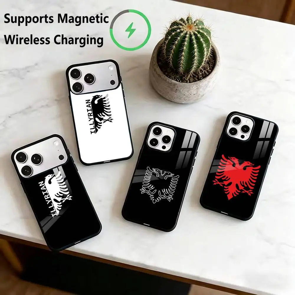 A-Albanian E-Eagle Logo  Phone Case For iPhone18 17,16,15,14,13,12,11 Plus,Pro Supports Magnetic Wireless Charging Gift
