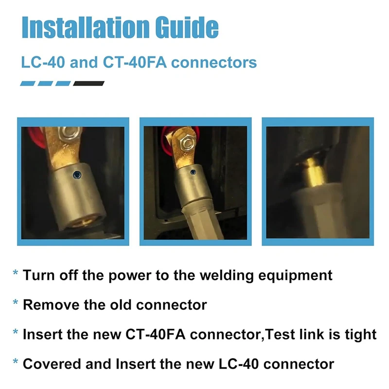 ABGR-2PCS CT-40FA أطراف اللحام و2 قطعة موصلات كابل اللحام LC-40، لآلة اللحام، 1/0 و2/0