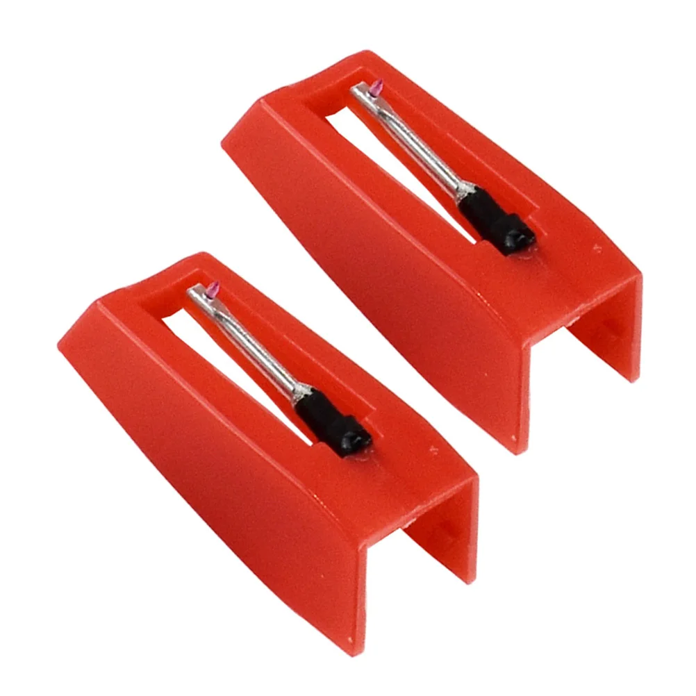 1 زوج الأحمر خمر القرص الدوار إبرة القلم استبدال الحاكي مشغل تسجيل ملحق سهلة التركيب إبرة الماس المخروطية #6