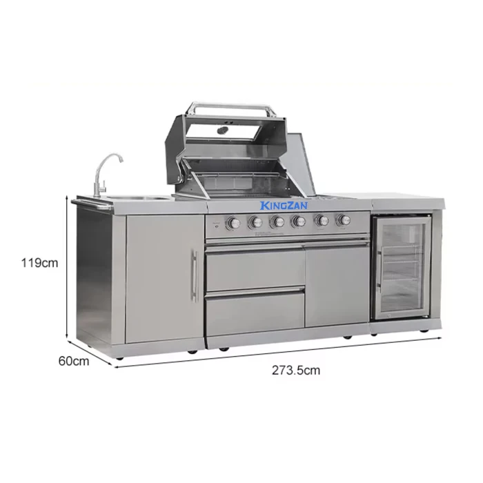 Modular 304 de acero inoxidable para cocina al aire libre, características preventivas de corrosión, fregadero para barbacoa de estilo coreano, refrigerador, ensambla libremente