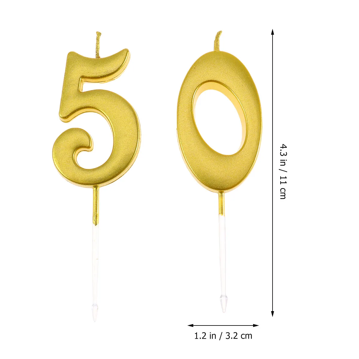 

2pcs 50 Birthday Number Decoration Bithday Cake Topper Candles Party Supplies (Number 5+0, Golden)